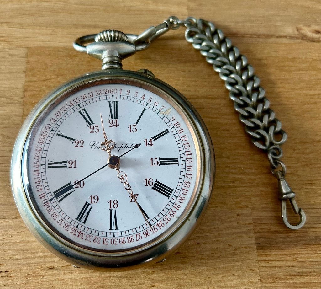 Montre de poche colombophile Japy Freres, Bijoux, Sacs & Beauté, Enlèvement ou Envoi, Montre de poche, Avec chaîne