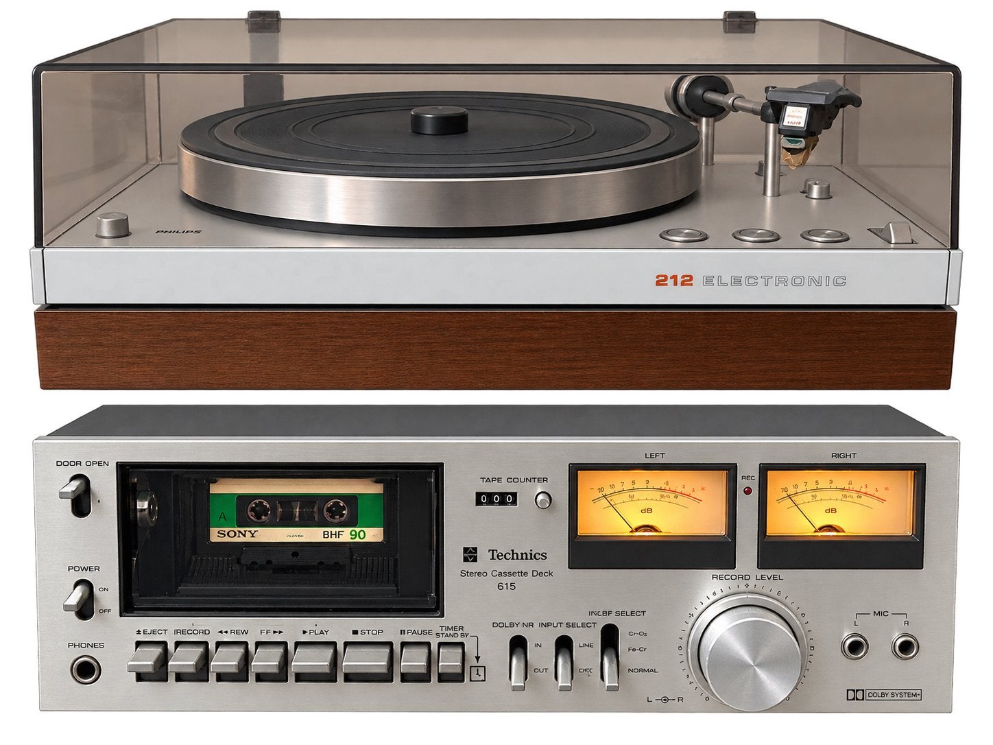 Philips 22 GA 212 Electr. & Technics Stereo CassetteDeck 615, Enlèvement, Utilisé, Tourne-disque, Philips