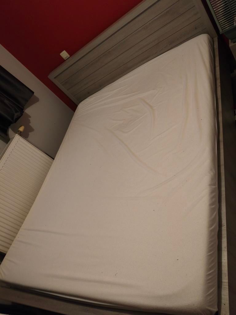 Groot bed met matras, Ophalen, Tweepersoons, 160 cm, Hout
