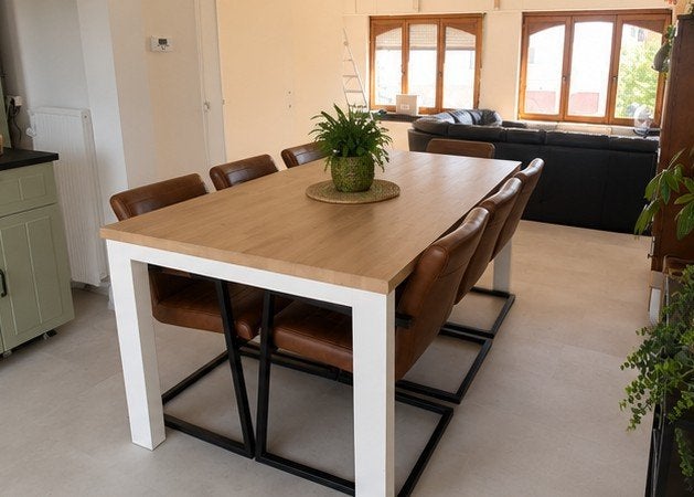 Eettafel met 6 stoelen, 100 tot 150 cm, 50 tot 100 cm, Zo goed als nieuw, Vijf personen of meer