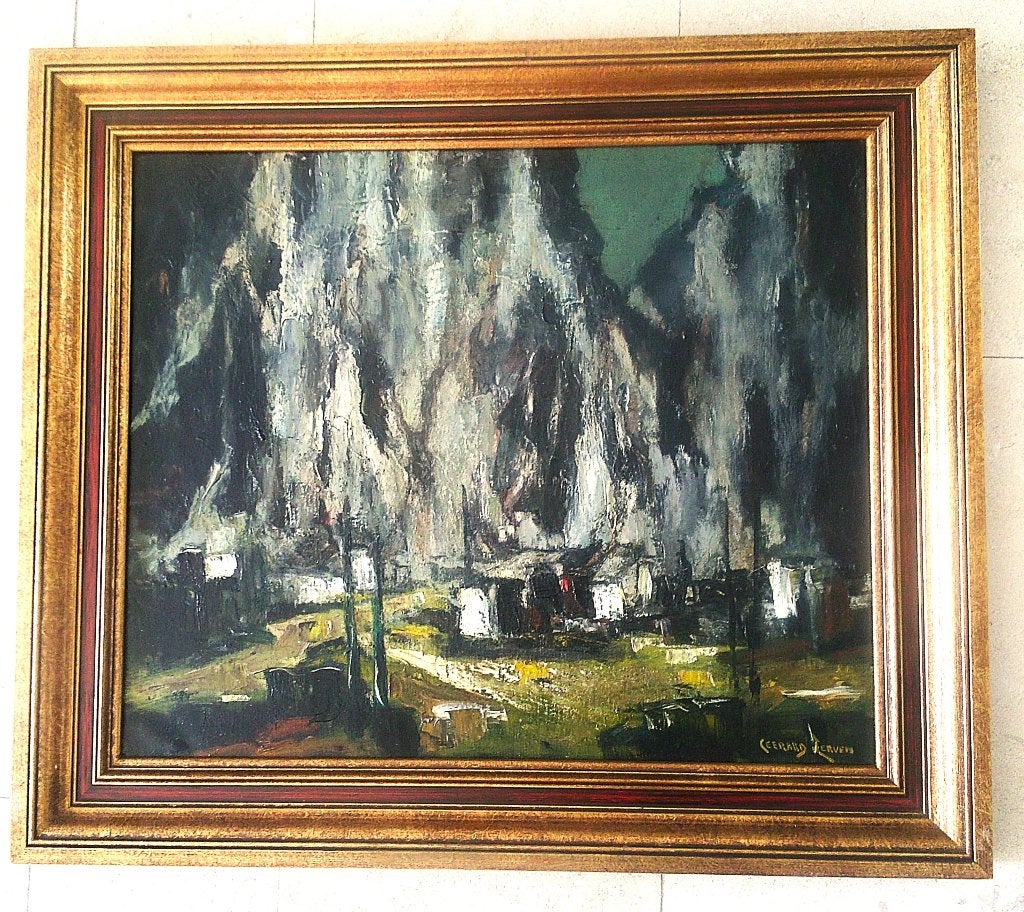 Steengroeve in België ca.1935 - Gerard van Lerven 1885-1966, Doek, Impressionistisch, Ophalen of Verzenden, Gesigneerd