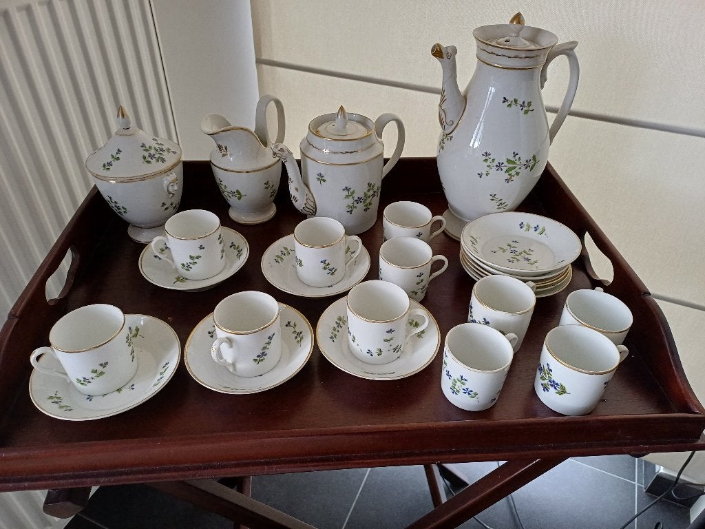 Vintage handgemaakt porseleinen koffie- en theeservies, Huis en Inrichting, Keuken | Servies, Gebruikt, Porselein, Ophalen