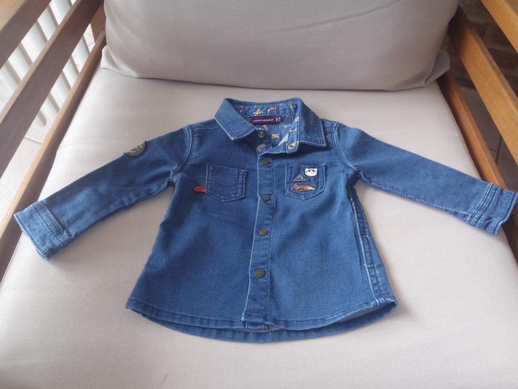 Spijkerhemd maat 74, Kinderen en Baby's, Babykleding | Maat 74, Zo goed als nieuw, Jongetje, Overhemdje of Bloesje, Ophalen of Verzenden
