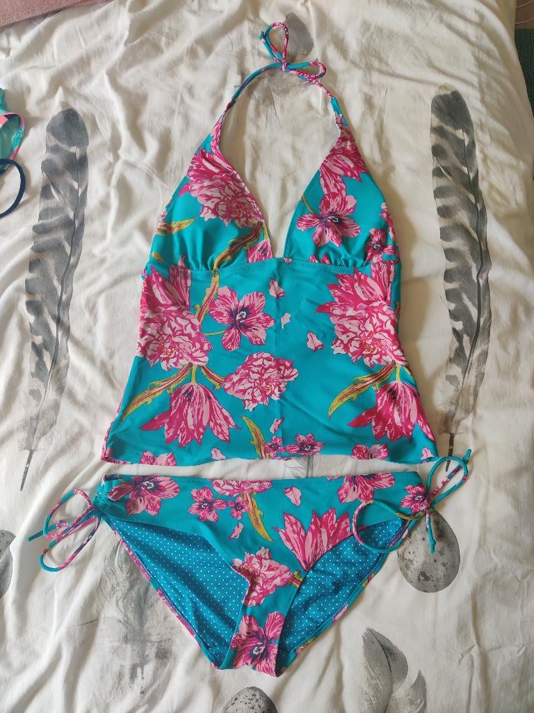 Tankini Hunkemöller, medium large, blauw met bloemenmotief, Kleding | Dames, Overige typen, Overige kleuren, Ophalen of Verzenden
