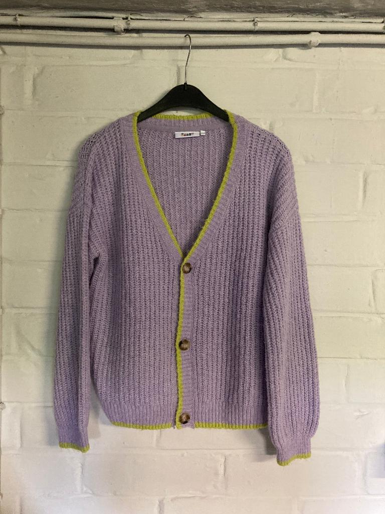 Lila cardigan, Fish & Chips, maat 170 prima staat, Kinderen en Baby's, Kinderkleding | Maat 170, Fish & Chips, Meisje, Trui of Vest