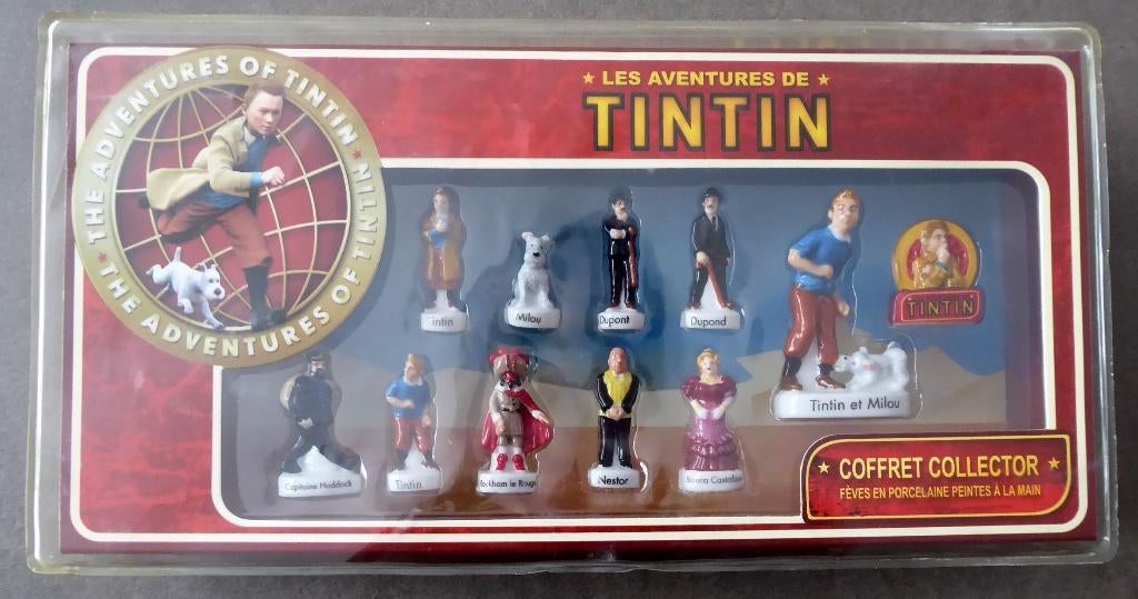 Coffret collector Tintin 10 fèves en porcelaine+1géante-2011, Enlèvement ou Envoi