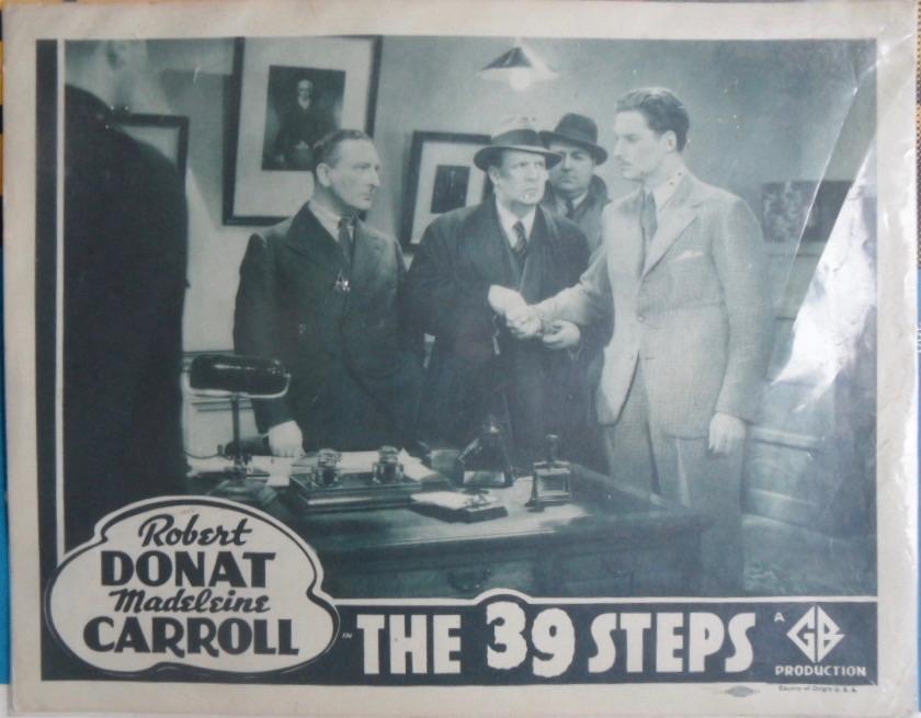 Hitchcock origineel USA filmposter 39 steps, Rechthoekig Liggend, Ophalen of Verzenden, Zo goed als nieuw, A1 t/m A3