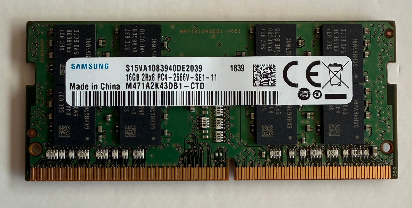 Samsung 16GB 2Rx8 PC4 2666V SE1-11, Ophalen of Verzenden, Zo goed als nieuw