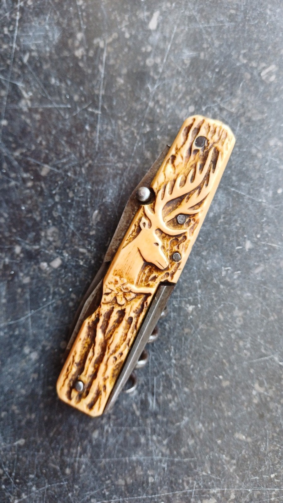 Antiek/Vintage zakmes met Hert afbeelding, Ophalen of Verzenden