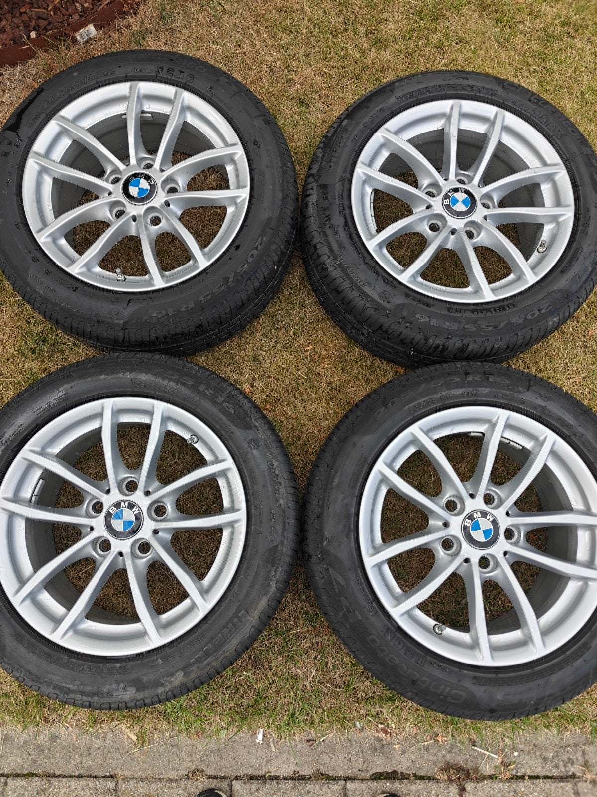 BMW velgen met zomer banden 205/55R16 91W, Auto-onderdelen, Banden en Velgen, Ophalen, Gebruikt, 16 inch, Banden en Velgen