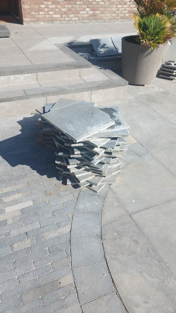Blauwe steen terrastegels (gebruikt), Tuiles de terrasse, Utilisé, 10 m²² ou plus, Enlèvement
