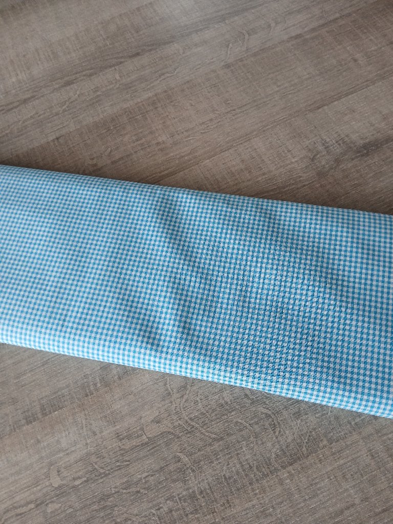 Coupon katoen ruitjes blauw (3,20 m), Blauw, 120 cm of meer, Ophalen of Verzenden, Katoen