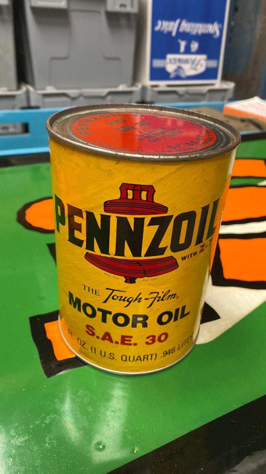 Oud vol olieblik Pennzoil, Ophalen of Verzenden, Zo goed als nieuw