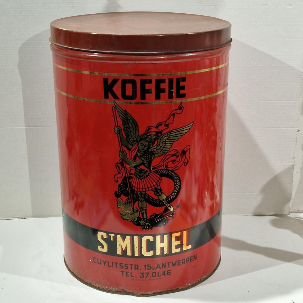 Koffieblik met deksel st Michel hoog 45 cm dia 30cm. xxl, Verzamelen, Blikken, Ophalen of Verzenden