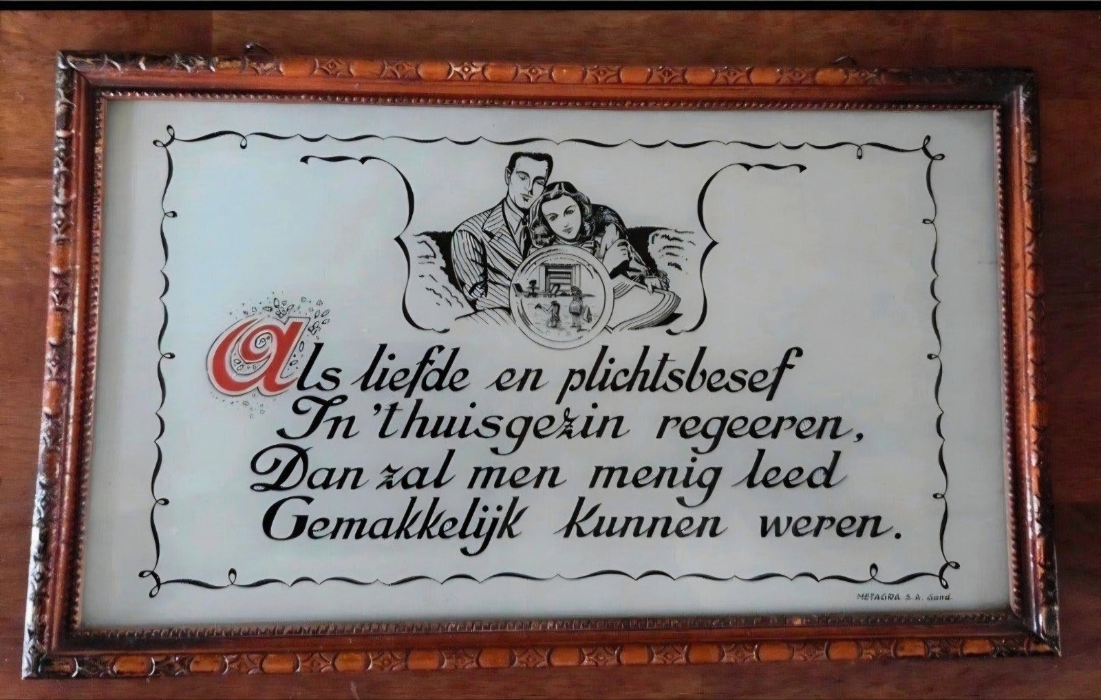 Houten lijst met spreuk over Liefde, Ophalen of Verzenden, Zo goed als nieuw, Hout