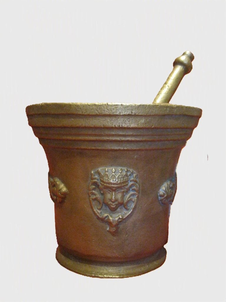 vijzel GROTE pillenpletter  - zware mortier., Antiquités & Art, Enlèvement, Bronze
