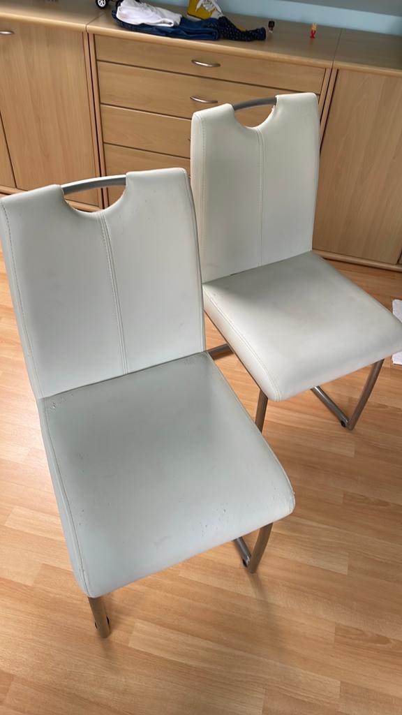 2 chaises blanches, Enlèvement, Utilisé, Blanc, Deux