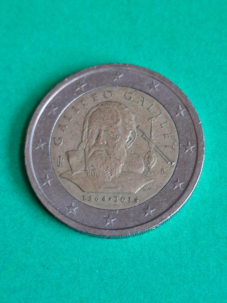 2014 Italie 2 euros 450 ans de Galileo Galilei, Naissance ou Mariage, Monnaie en vrac, 2 euros, Italie