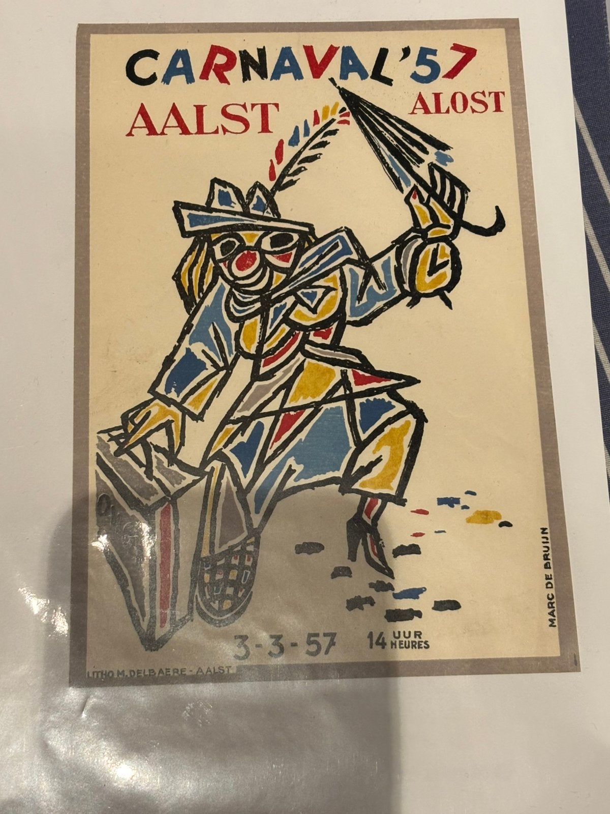 Kleine affiche Aalst Carnaval 1957, Collections, Enlèvement ou Envoi, Comme neuf