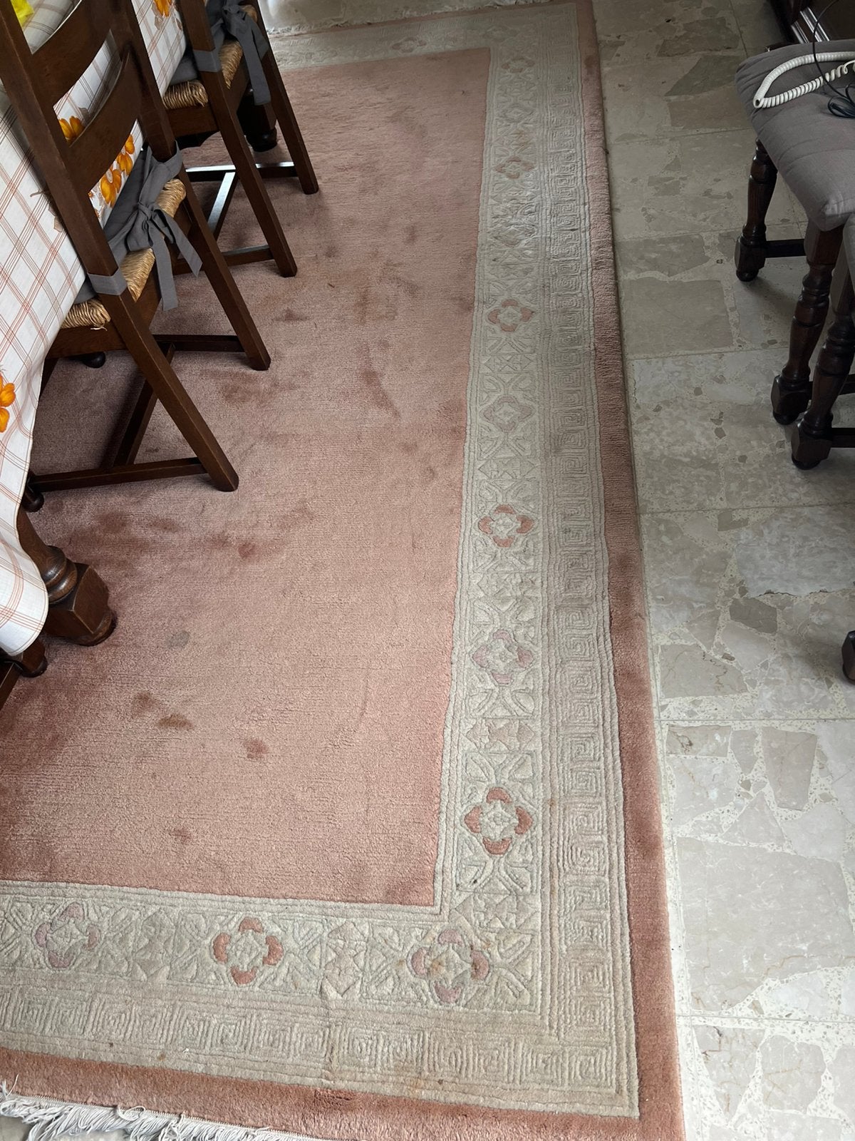 langwerpige vintage Chinees wollen loper (tapijt), Ophalen, Gebruikt, Beige, 200 cm of meer