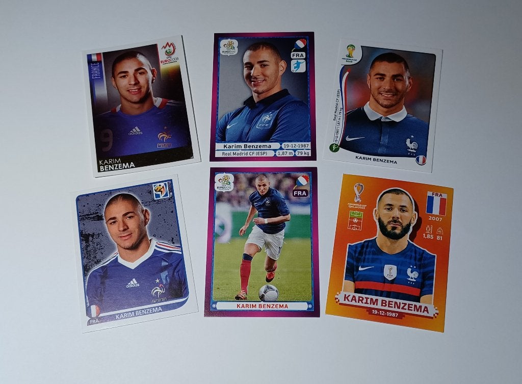 Stickers Karim Benzema, Hobby en Vrije tijd, Ophalen of Verzenden, Zo goed als nieuw, Meerdere stickers