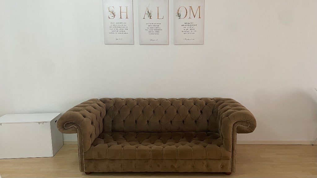 Canapé capitonné chesterfield, Maison & Meubles, Canapés | Salons, Enlèvement, Utilisé, Trois personnes, Banc droit