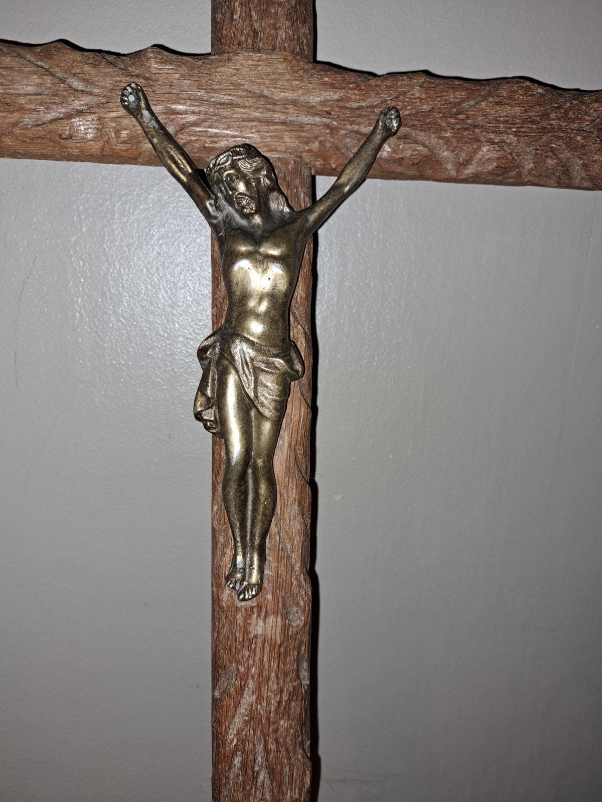 kruisbeeld oud houten kruisbeeld decoratie, Ophalen of Verzenden