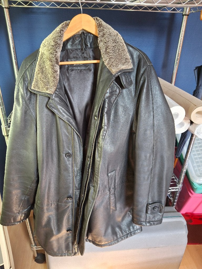 Leder jas maat 52, Ophalen, Maat 52/54 (L), Oakland, Bruin
