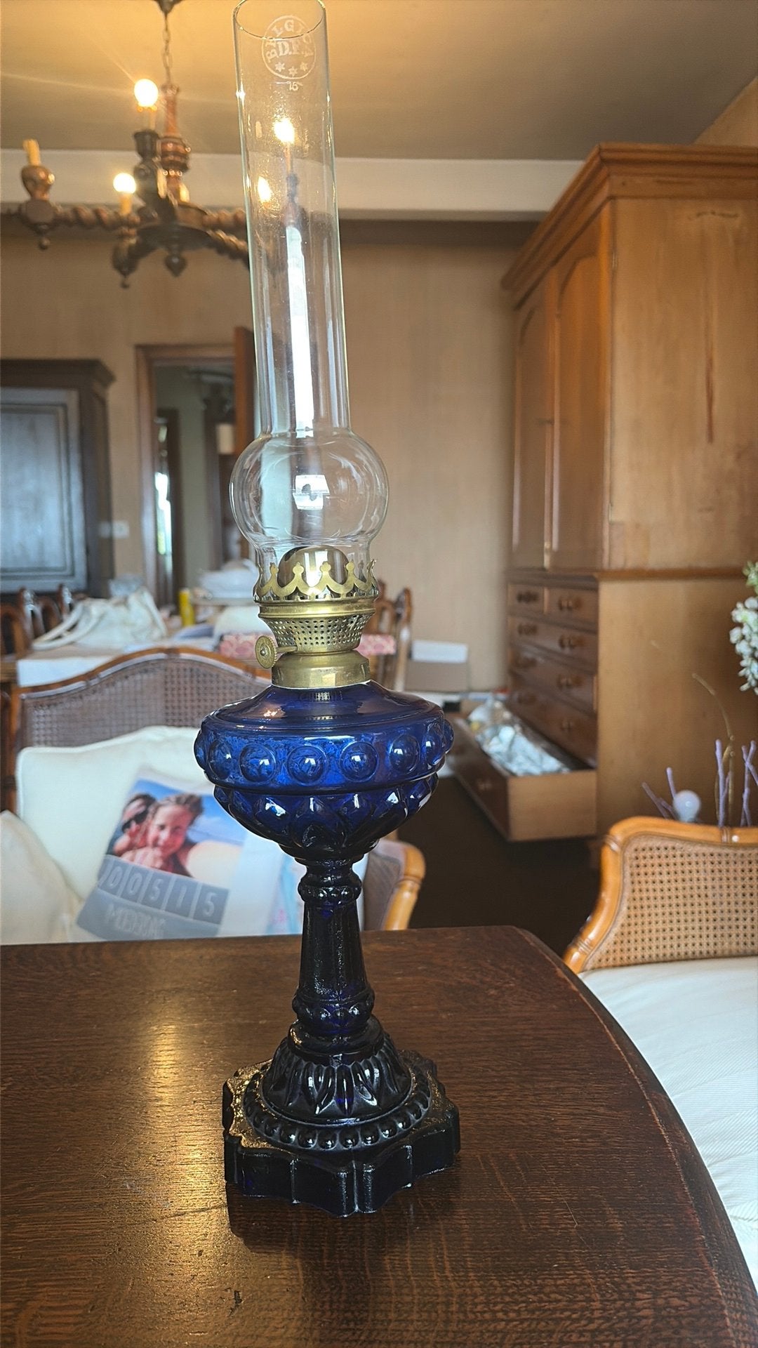 Olielamp in opaline, Antiek en Kunst, Ophalen