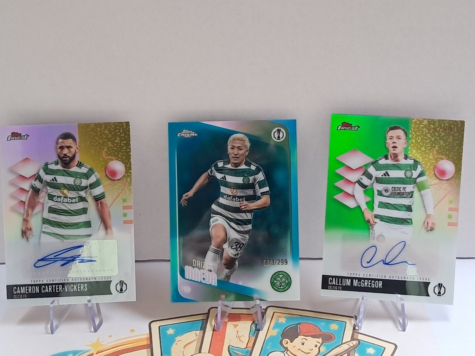 Set van 3 kaarten Celtic Glasgow 3 numbered en 2 autographs, Enlèvement ou Envoi, Comme neuf, Plusieurs cartes