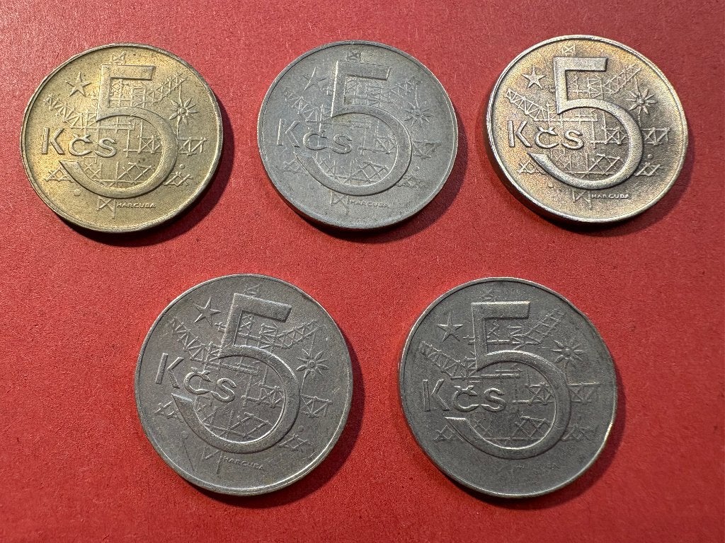 Tchécoslovaquie  - lot de 5 pièces 5 koruna (#229#), Enlèvement ou Envoi, Autres pays, Série