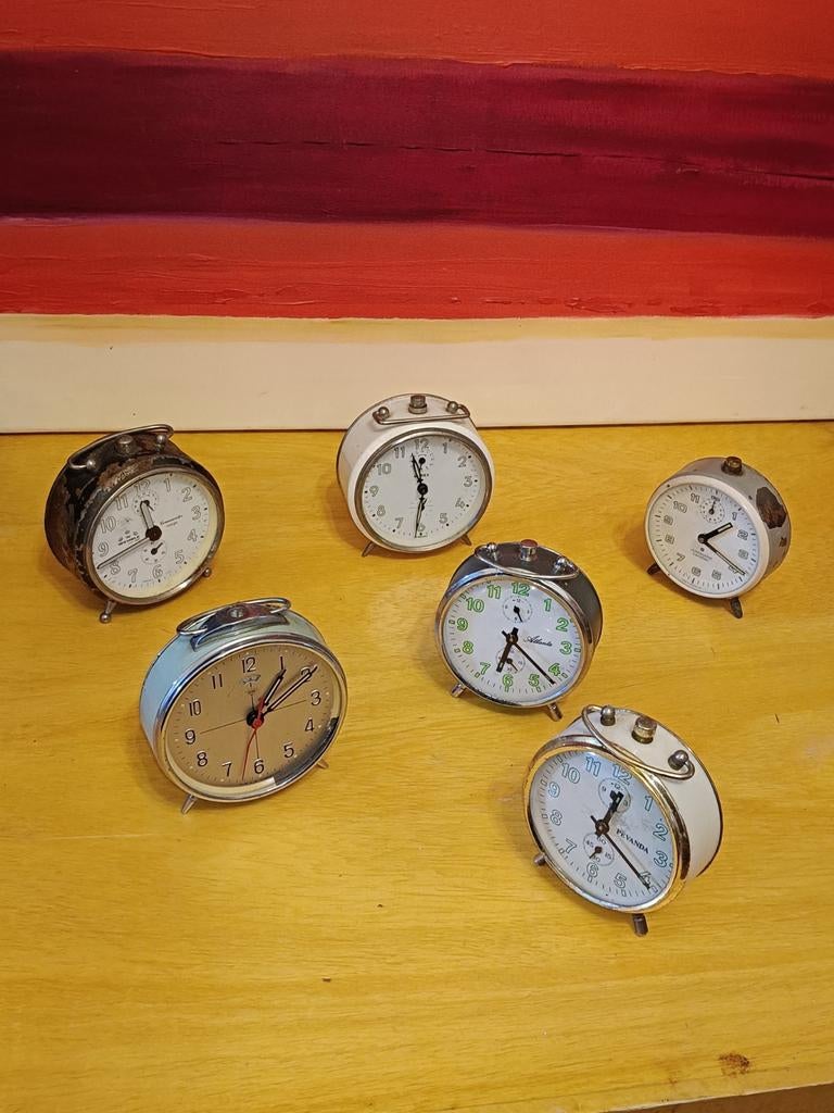 Lot de 6 Réveils Vintage Mécaniques, Ophalen of Verzenden