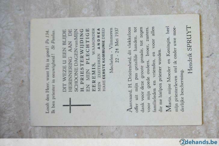 Priesterwijding en  eerste communie zus  1937, Envoi, Utilisé