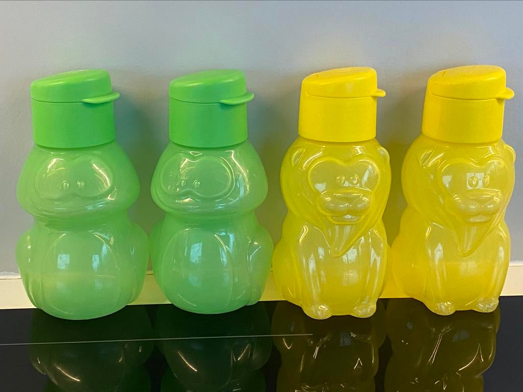 4x ecofles kind Tupperware, Huis en Inrichting, Ophalen, Gebruikt, Groen, Beker of Kan