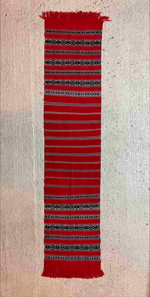 Tafelloper tafelkleed Ecuador rood gestreept 200/46, Huis en Inrichting, Ophalen of Verzenden, Gebruikt