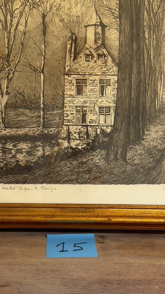 Louis Rigaux (1887-1954) – ets Jachtpaviljoen kasteel Isque, Antiek en Kunst, Kunst | Etsen en Gravures, Ophalen