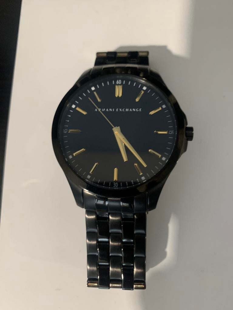 Montre Armani Exchange pour homme - Noir/doré - Original, Bijoux, Sacs & Beauté, Enlèvement, Comme neuf, Or, Montre-bracelet