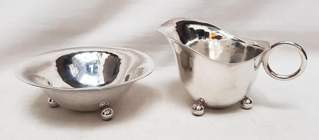 Pot à lait et sucrier Art Déco - ré-argenté !, Antiquités & Art, Enlèvement ou Envoi