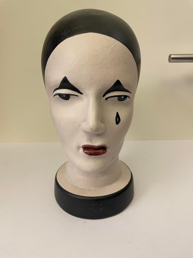 Vintage Pierrot Keramische Buste West-Duitsland, Antiek en Kunst, Ophalen of Verzenden