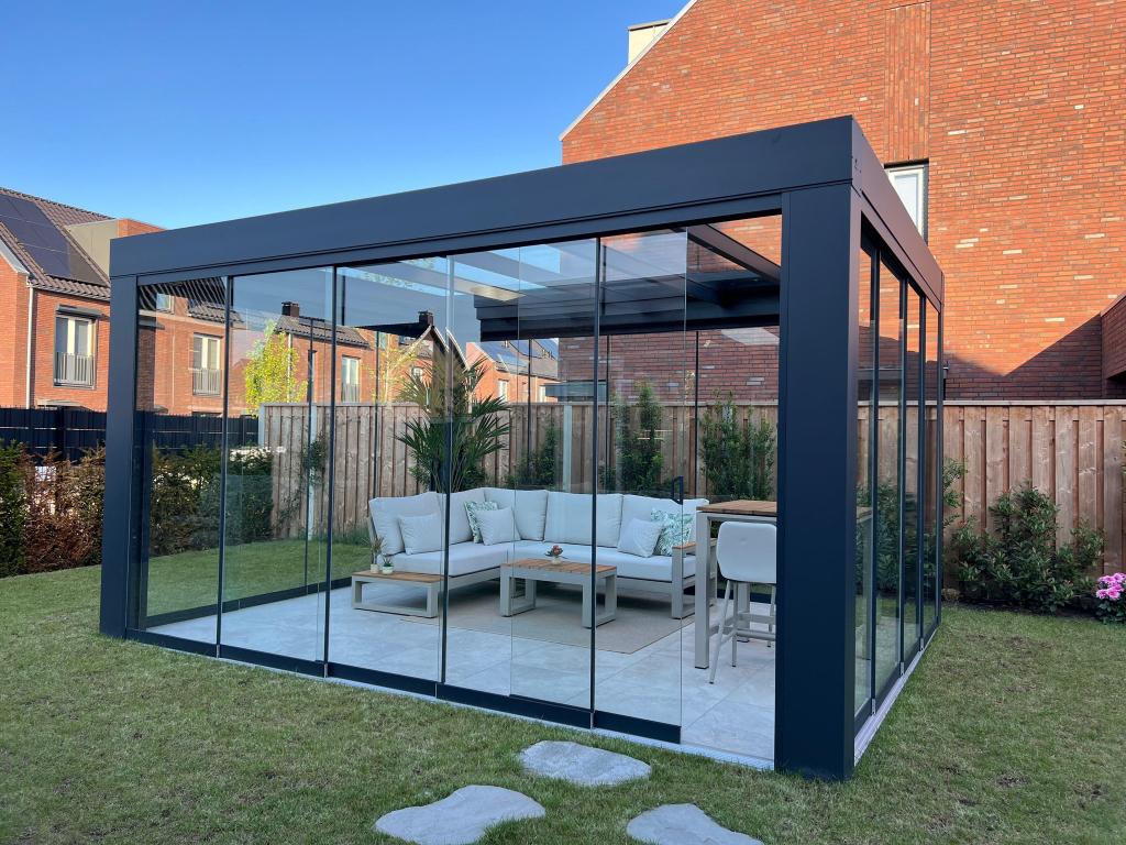 Terrasoverkappingen op maat, glazen schuifwanden., Tuin en Terras, Overkappingen, Ophalen of Verzenden, Nieuw, Veranda