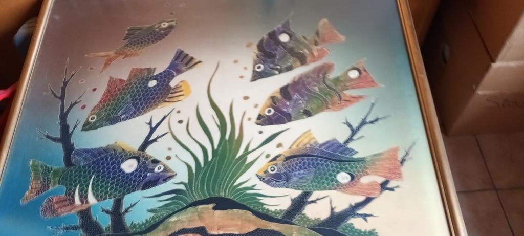Vissen, handgeschilderd op Bali, Ophalen