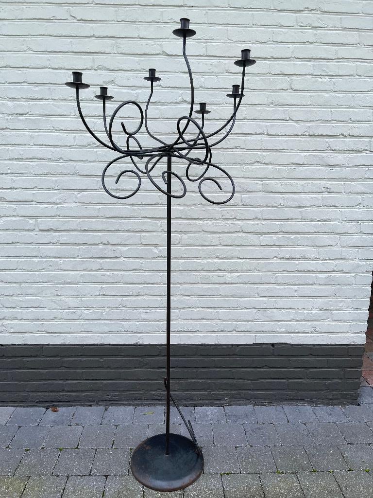 Smeedijzeren vloerkandelaar 160cm, Huis en Inrichting, Ophalen, Gebruikt, Zwart, Metaal