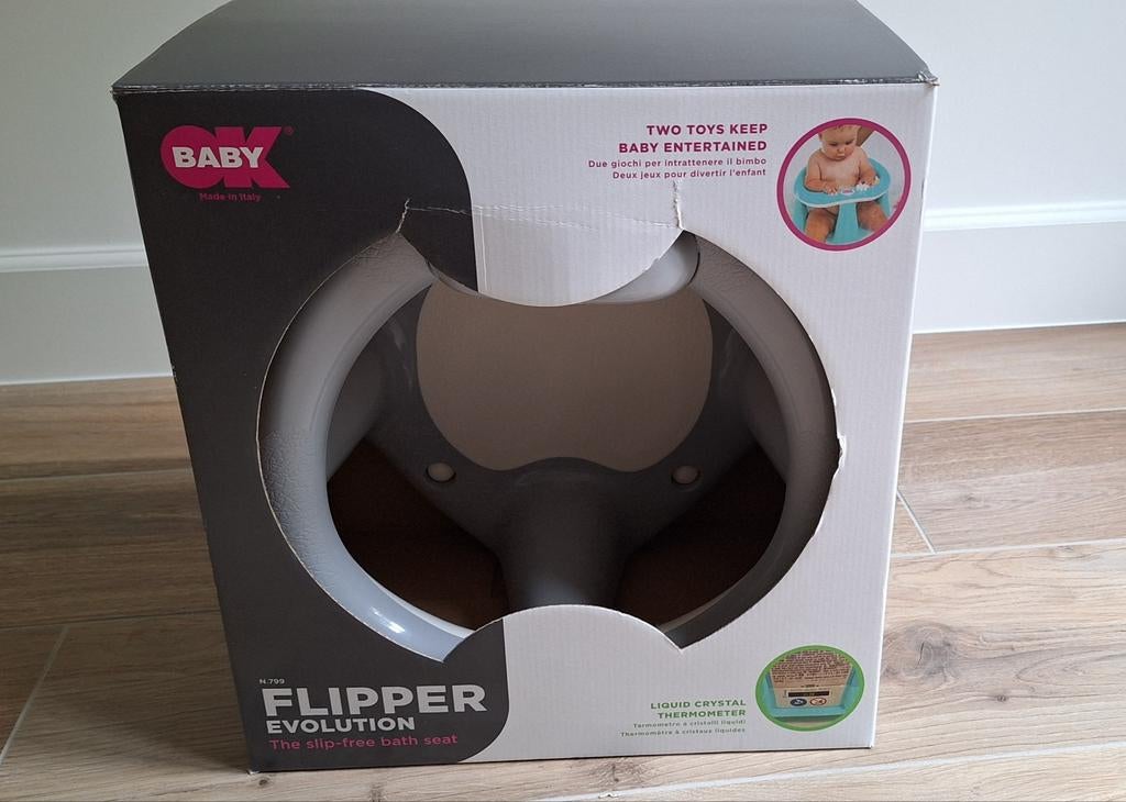 Ok Baby Badring/Badzitje Evolution lichtgrijs met doos, Kinderen en Baby's, Ophalen, Zo goed als nieuw