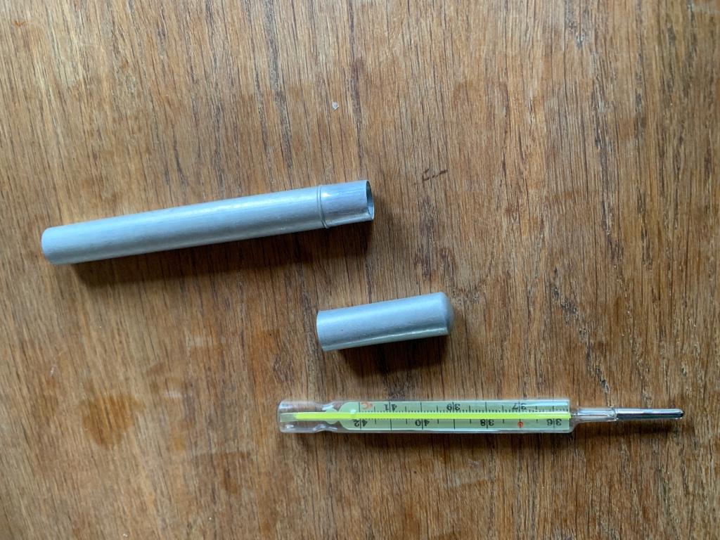Antieke metalen thermometer van Artex vintage behuizing, Verzenden