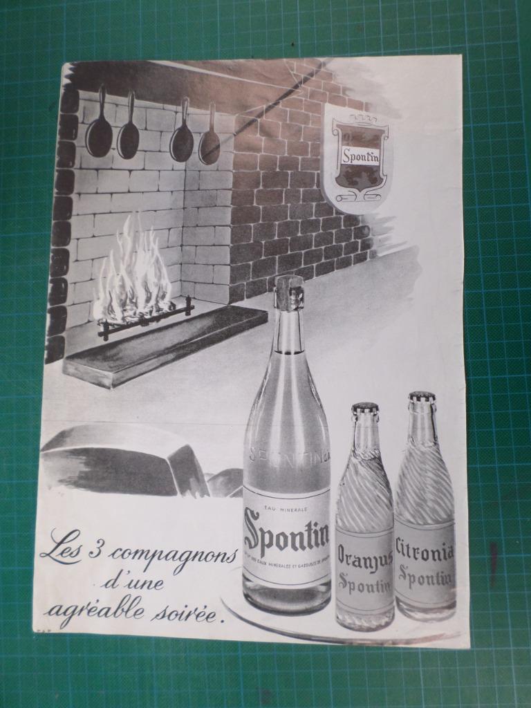 Spontin boissons - publicité papier - années '60, Ophalen of Verzenden, Gebruikt, Overige typen