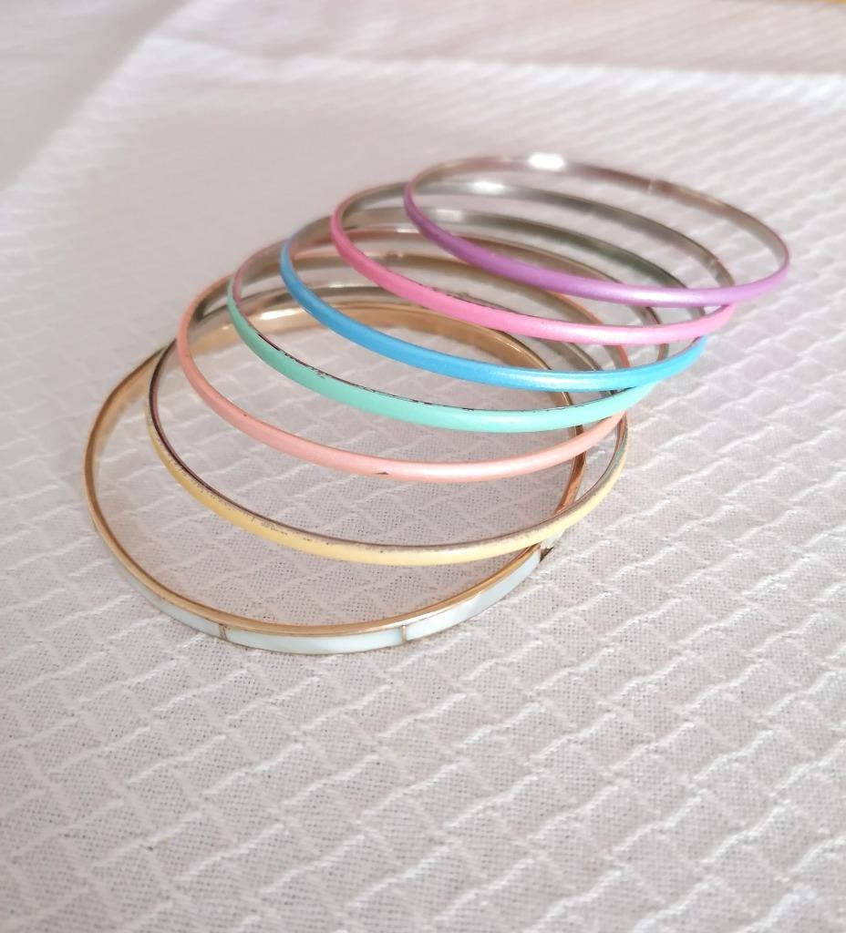 Lot de 7 bracelets fins, anneaux, métal, 7 cm, Enlèvement, Utilisé, Autres couleurs, Autres matériaux
