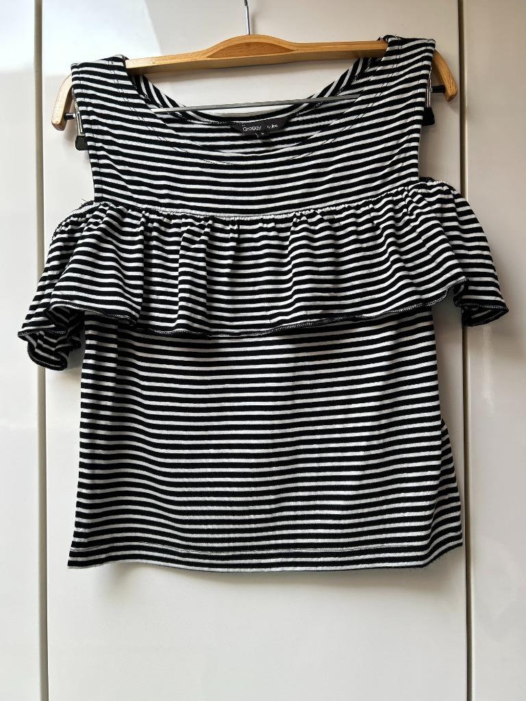 Groggy by JBC zwart-wit T-shirt - Maat S, Ophalen of Verzenden, Zo goed als nieuw, Korte mouw, Maat 36 (S)