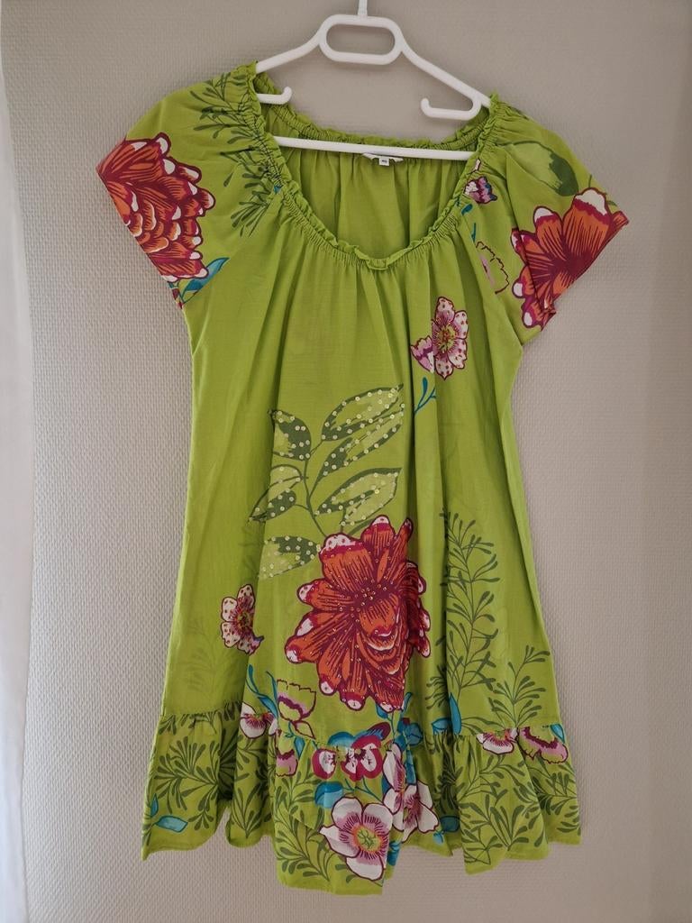 Jurk groen met bloemen 'Miss Etam' maat 40, Kleding | Dames, Ophalen of Verzenden, Gedragen, Maat 38/40 (M), Groen