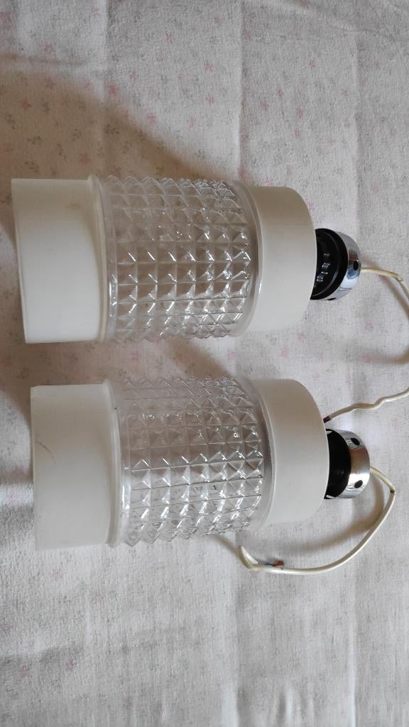 Retro verlichting in glas -- prijs aangepast, Verzamelen, Retro, Ophalen, Huis en Inrichting