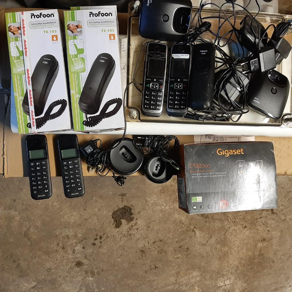 Telefoon analoog vast en draagbaar, Ophalen, Gebruikt, 3 handsets, Stralingsarm